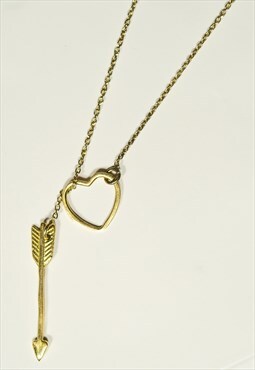 Gold Arrow and Heart Chain Necklace Adjustable