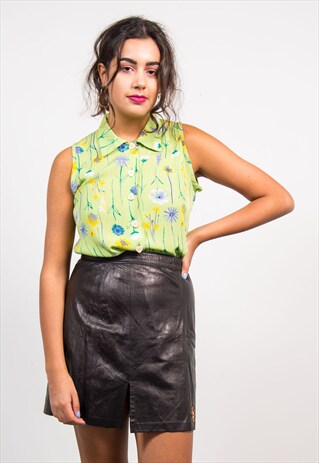 VINTAGE 90'S GREEN FLORAL PATTERN SHIRT BLOUSE
