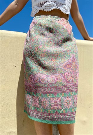 VINTAGE PAISLEY MIDI SKIRT
