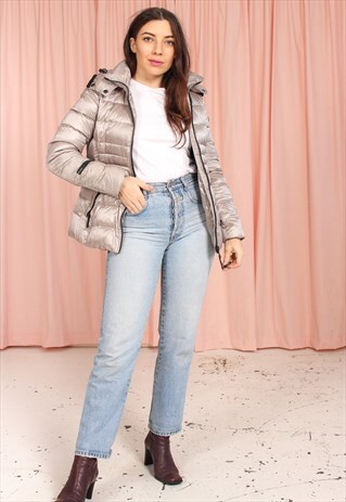 VINTAGE 90S PUFFER JACKET IN CHAMPAGNE