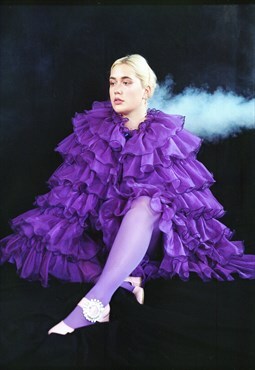 Vintage 90s purple ruffled skirt/cape 