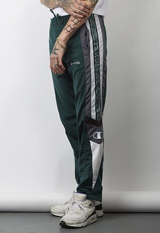 VINTAGE 90'S CHAMPION LOGO TAPE FOREST GREEN JOGGERS