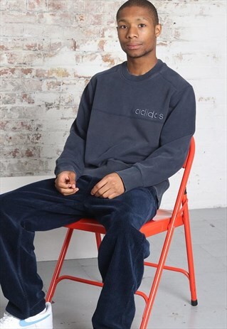 VINTAGE ADIDAS LOGO SWEATSHIRT NAVY BLUE