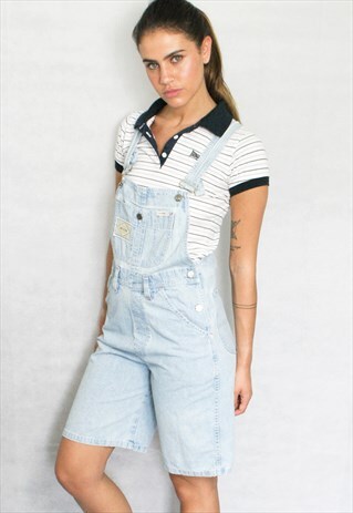 VINTAGE WIDE LEG SHORT STONEWASHED DUNGAREES