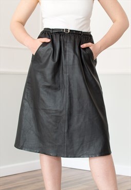Vintage leather skirt in black XXL