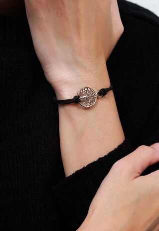 BLACK TREE OF LIFE CORD BRACELET