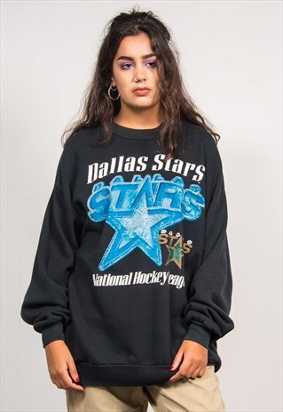 VINTAGE 90'S DALLAS STARS HOCKEY NHL BLACK SWEATSHIRT
