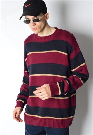 STRIPED BURGUNDY KNIT JUMPER