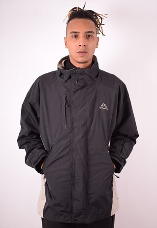 KAPPA MENS VINTAGE JACKET LARGE BLACK 90S