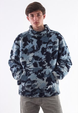 VINTAGE CAMO PULLOVER SWEATER JACKET 90S BLUE