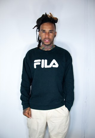 BLACK FILA EMBROIDED VINTAGE SWEATER