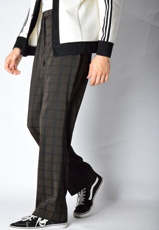 VINTAGE 90S UNISEX BROWN BLACK CHECK PANTS