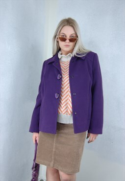 Vintage 80's cool baggy short trench coat jacket in purple 