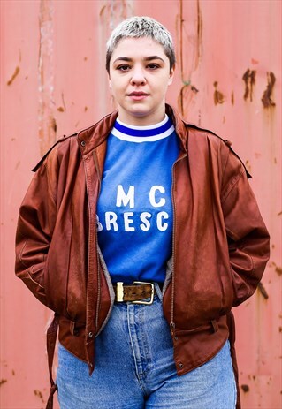 VINTAGE BROWN ZIP-UP LEATHER JACKET