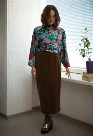 VINTAGE 80'S BROWN CORDUROY SKIRT