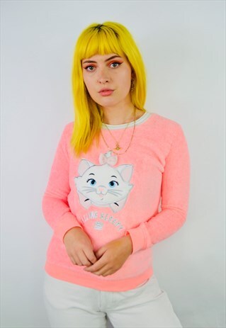 VINTAGE DISNEY FELINE SLEEPY COSY FLEECE SWEATSHIRT