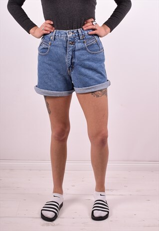 WOMENS VINTAGE DENIM SHORTS W28 BLUE 90S