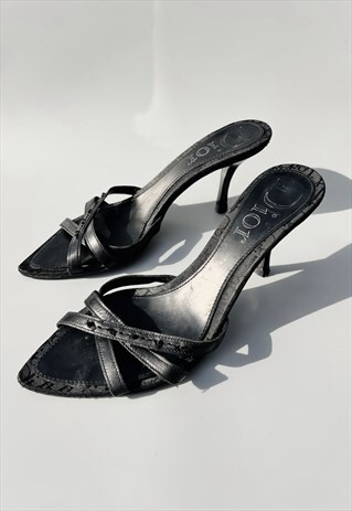 Christian Dior Heels Sandals Mules Open Pointed Toe Black 37