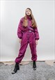 VINTAGE 80S PURPLE EMBROIDERY THERMAL FULL SKI SUIT WOMEN S