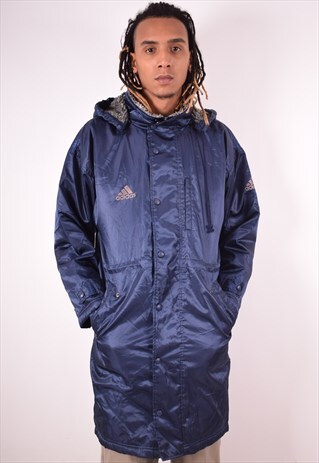 ADIDAS MENS VINTAGE JACKET SMALL NAVY BLUE 90S