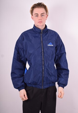 ADIDAS MENS VINTAGE PADDED JACKET LARGE BLUE 90'S