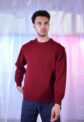 VINTAGE FRED PERRY RED KNITTED JUMPER