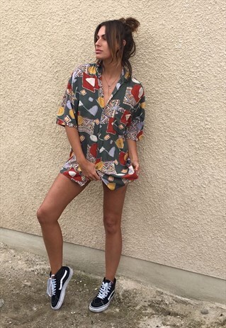 PATTERNED OVERSIZED RETRO VINTAGE UNISEX FESTIVAL SHIRT