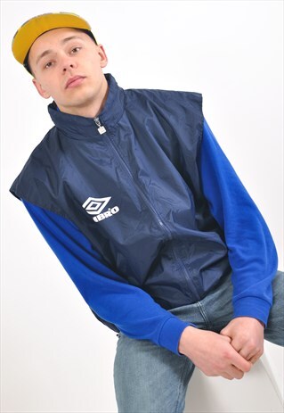 VINTAGE SHELL UMBRO VEST IN NAVY