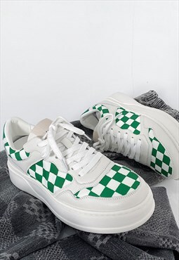 Check sneakers chess trainers in white green