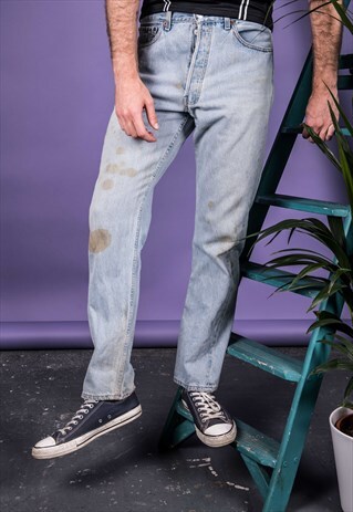 VINTAGE LEVI'S 501 BLUE PAINT JEANS