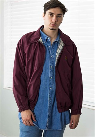 VINTAGE CHAPS RALPH LAUREN HARRINGTON JACKET LOGO L 15.8