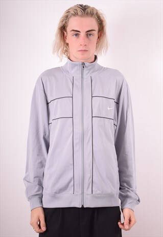 NIKE MENS VINTAGE TRACKSUIT TOP JACKET LARGE GREY 90S