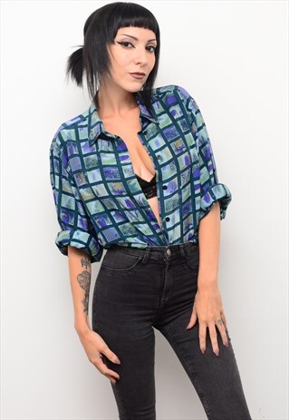 VINTAGE 90'S GENUINE SILK PATTERNED OVERSIZED SHIRT