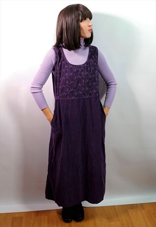 VINTAGE 90'S LONG PURPLE CORDUROY DRESS