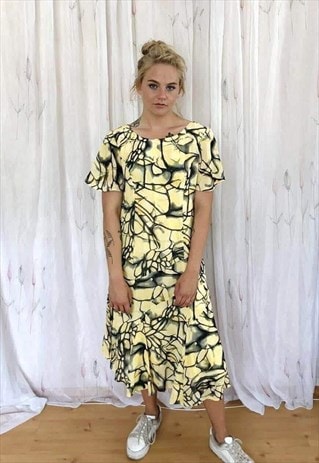 Yellow patterned summer dress