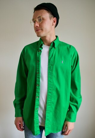 VINTAGE 90'S YSL BRIGHT GREEN SHIRT