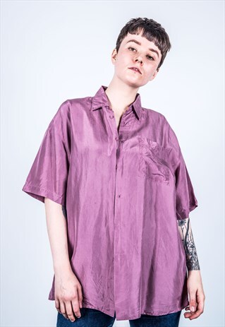 VINTAGE 1980S PURPLE SILK SHIRT