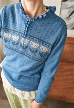 90's 80s Vintage Tulip Sweater Jumper