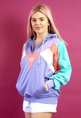 RARE 90'S ADIDAS HOODED PULLOVER JACKET
