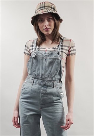 VINTAGE 90'S ZIP JEANS LIGHT BLUE DUNGAREES