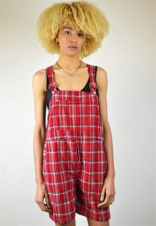 VINTAGE 90'S CHECKED DUNGAREE SHORTS