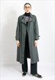 VINTAGE BELTED TRENCH COAT IN GREY