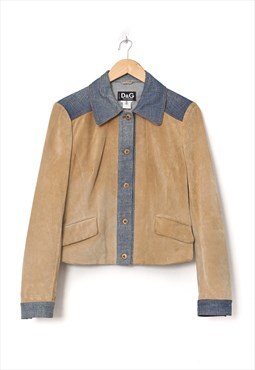 Vintage DOLCE & GABBANA Leather Jacket Suede Denim