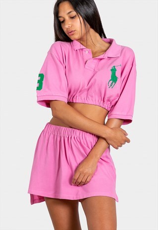 VINTAGE REWORKED POLO CO-ORD SET RALPH LAUREN TOP & SKIRT