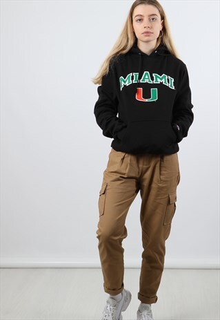 VINTAGE CHAMPION XS BLACK PRINT HOODIE