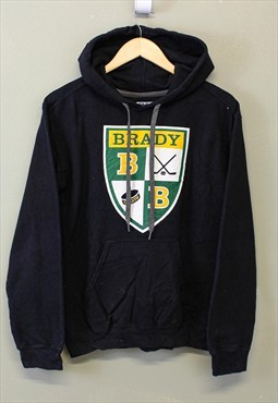 Vintage Hockey Graphic Hoodie Black With Sports Print 90s