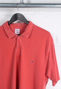 Vintage Tommy Hilfiger Polo Shirt in Pink Large