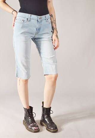 VINTAGE LEVI'S 518 BERMUDA DENIM SHORTS LIGHT BLUE