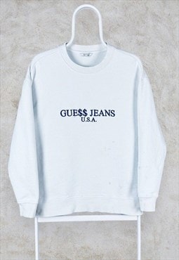 Guess x ASAP Rocky Sweatshirt White GUE$$ Embroidered Small