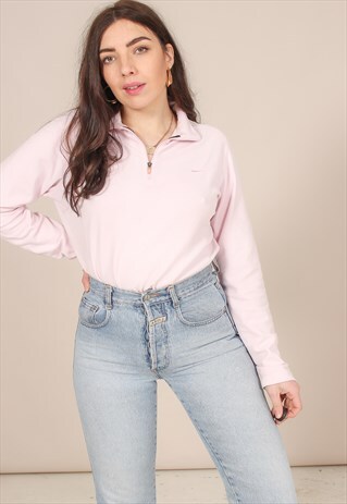 VINTAGE 90S NIKE 1/4 ZIP FLEECE IN PINK